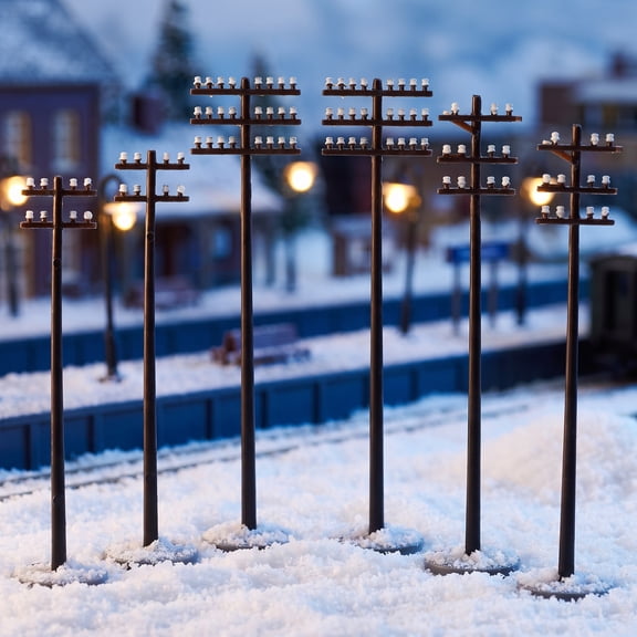 REACHISE 6pcs Telephone Pole Model Train Accessories Set for Scale Locomotive 1:100 Model Railroad Layout