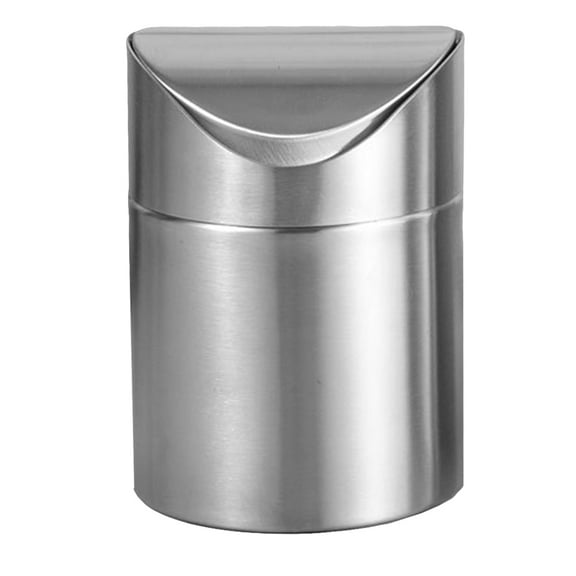 REACHISE Stainless Steel Car Trash Can Mini Ash Bin Kitchen Garbage Bin