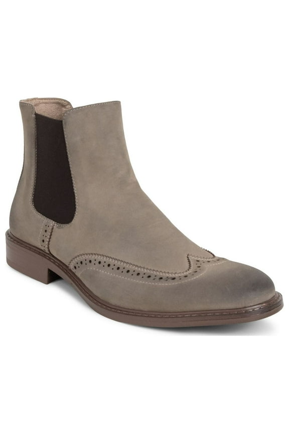 REACTION KENNETH COLE Mens Beige Perforated Comfort Knock Wingtip Toe Block Heel Chelsea 8 M