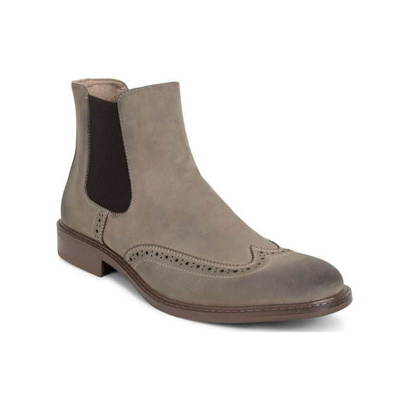 REACTION KENNETH COLE Mens Beige Perforated Comfort Knock Wingtip Toe Block Heel Chelsea 8 M