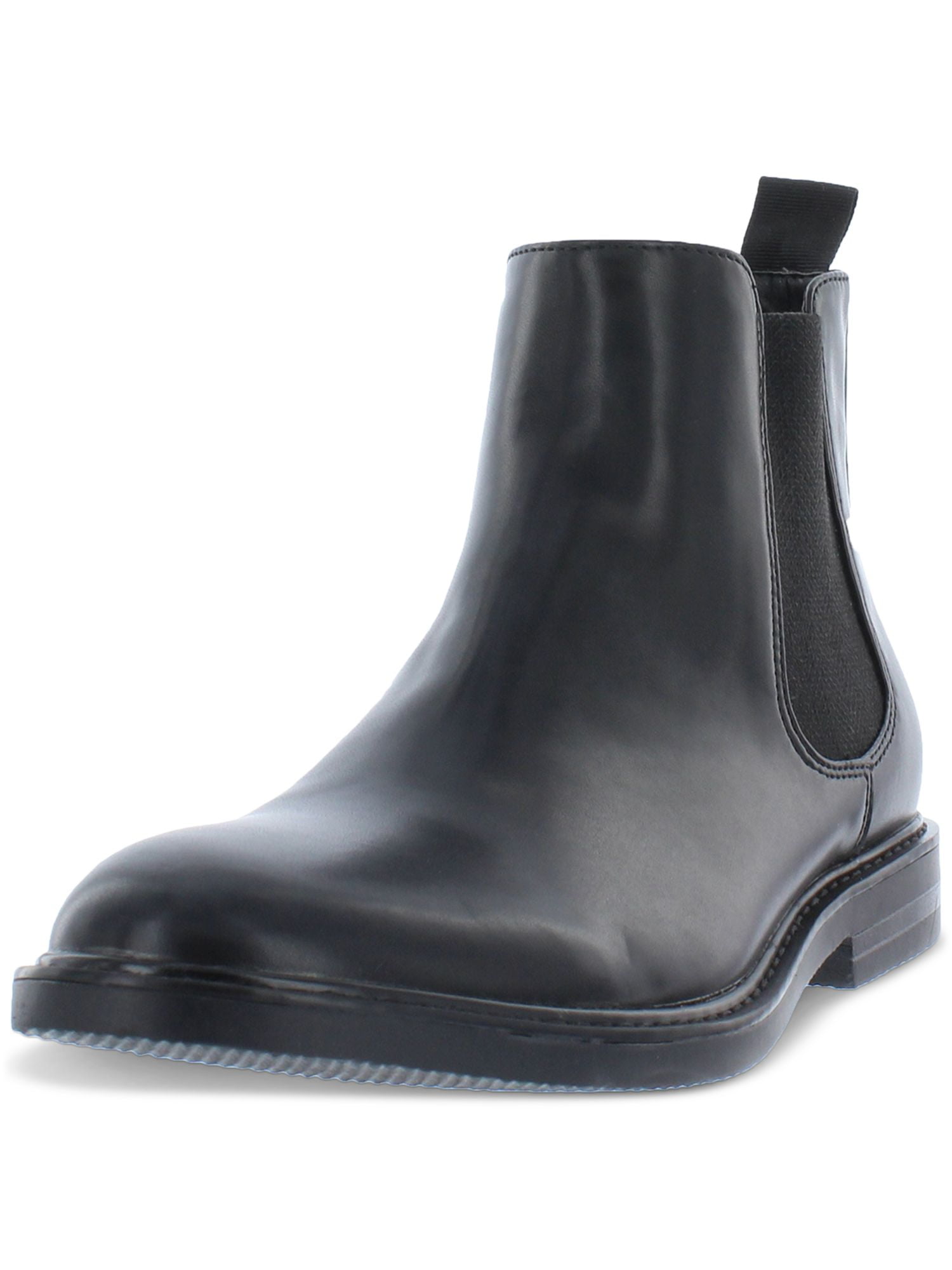 REACTION COLE Mens Black Goring Ely Round Toe Slip On Chelsea