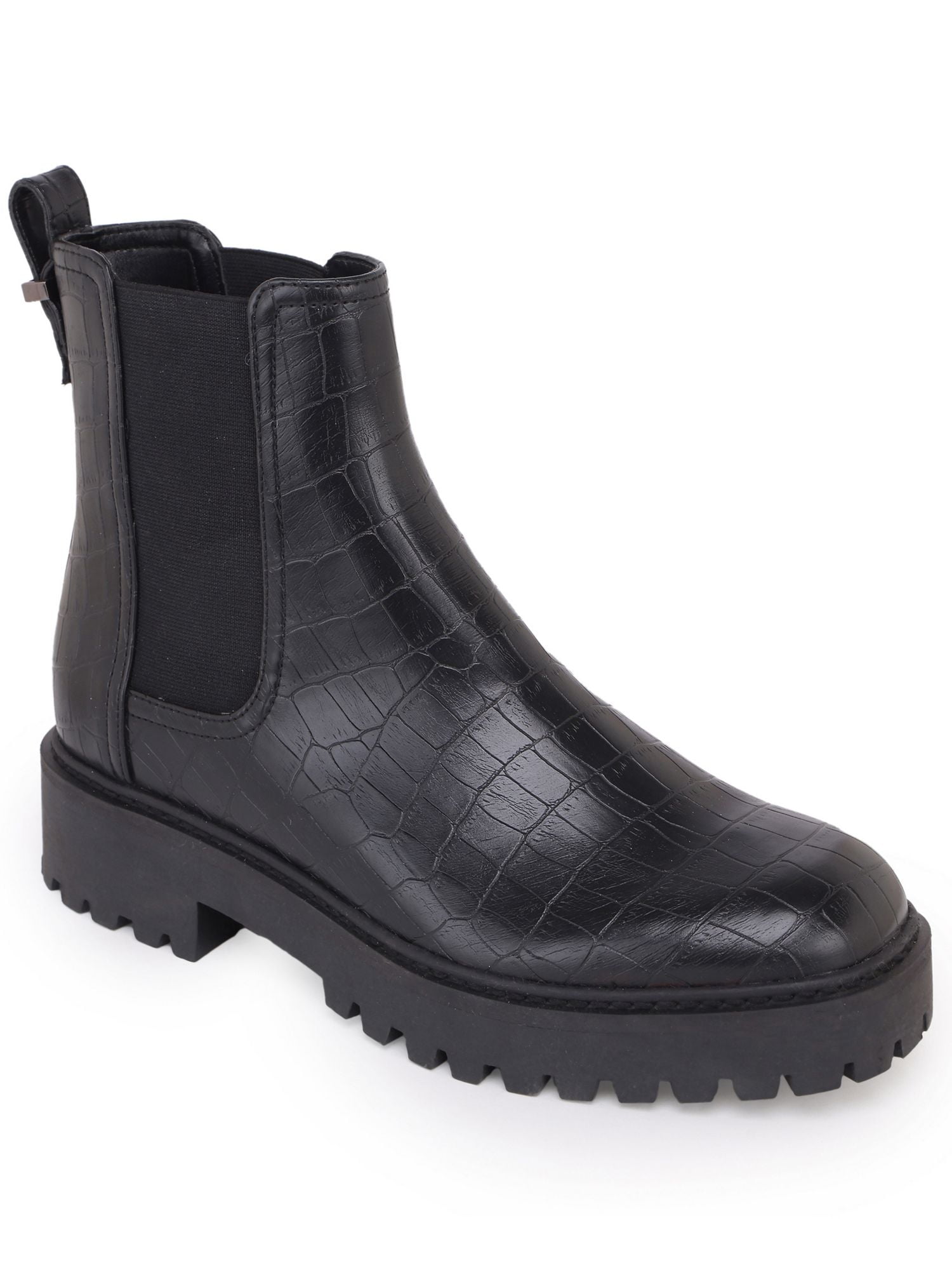 BELLA VITA Womens Black Goring Buckled Strap Side Pull-Tab Lug Sole Padded Lorielle Round Toe Block Heel Zip-Up Boots Shoes W main image 0