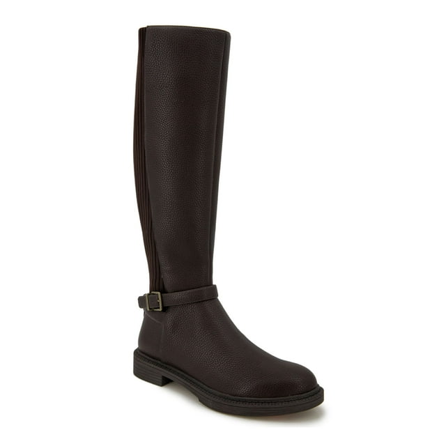 REACTION KENNETH COLE Womens Brown Buckle Accent Lug Sole Winona Round Toe Block Heel Zip-Up Riding Boot 7