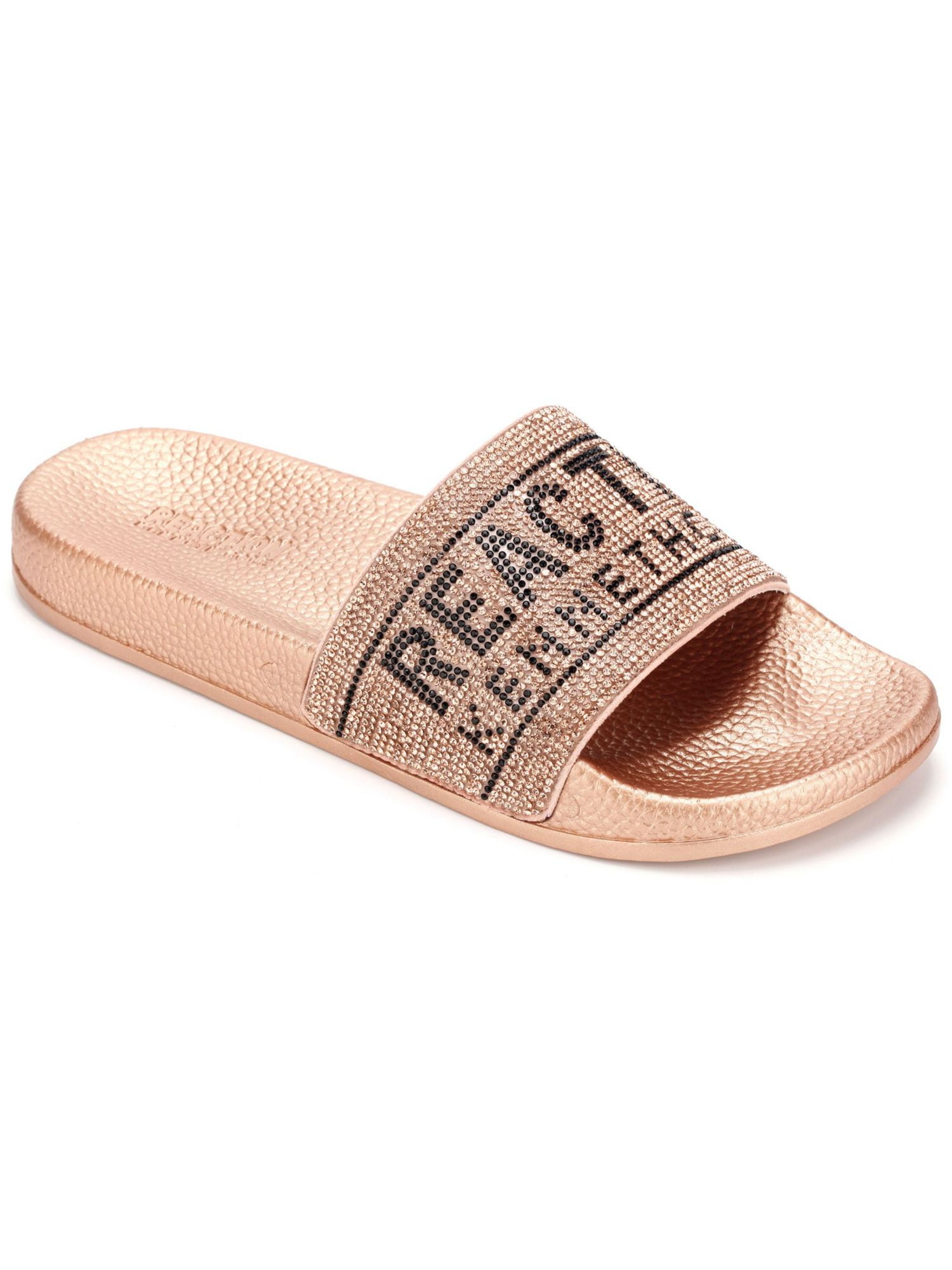 REACTION KENNETH COLE Womens Gold Logo Rhinestone Comfort Screen
