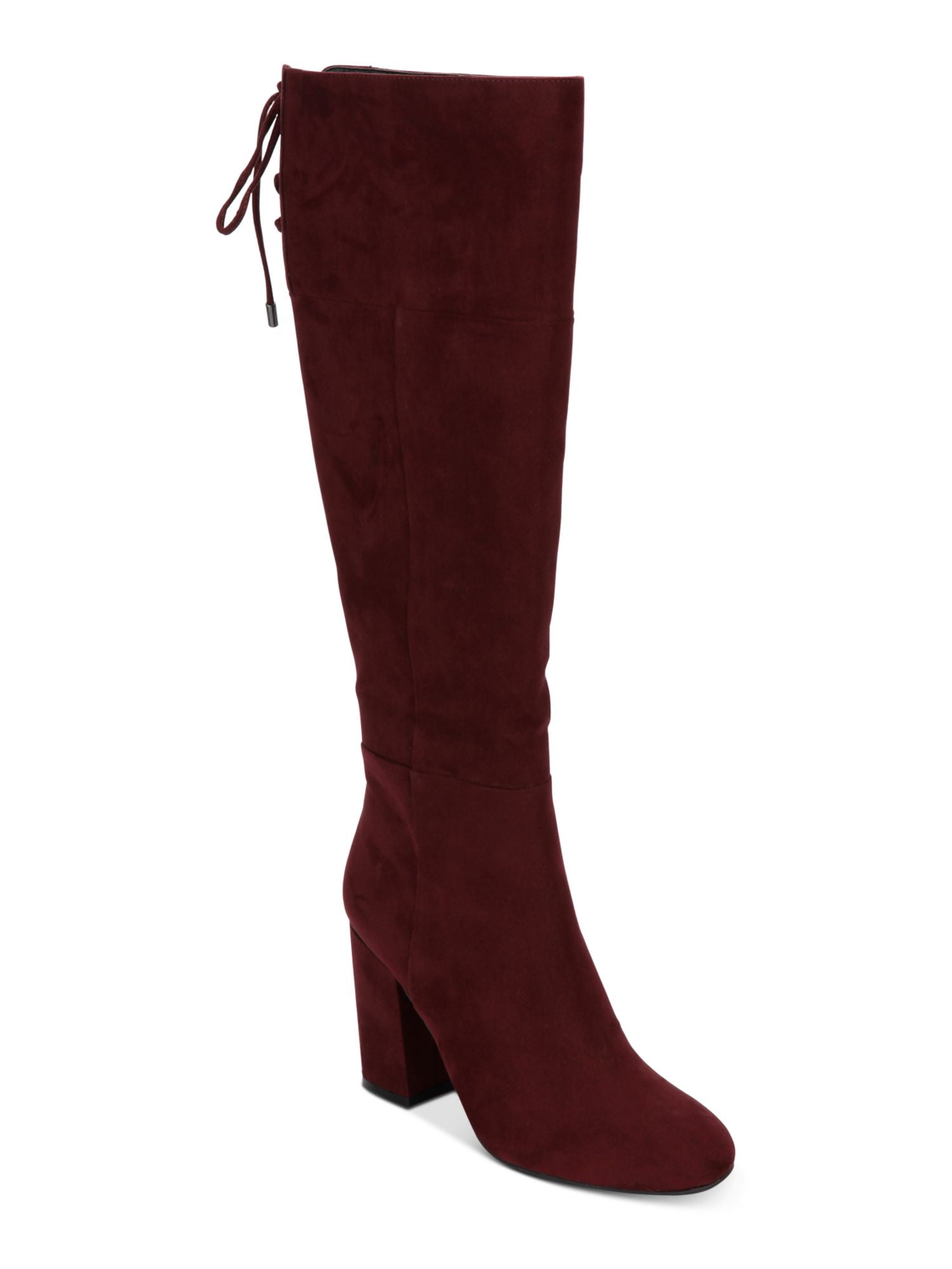 REACTION KENNETH COLE Womens Maroon Laced Detail Cushioned Corie Round Toe Block Heel Zip Up Heeled Boots 8 M