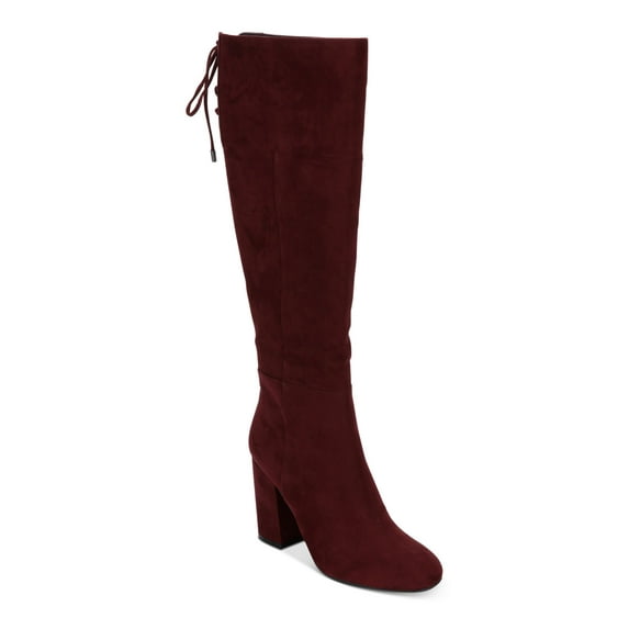 REACTION KENNETH COLE Womens Maroon Laced Detail Cushioned Corie Round Toe Block Heel Zip-Up Heeled Boots 8 M