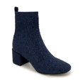thumbnail image 1 of REACTION KENNETH COLE Womens Navy Embellished Stretch Rida Round Toe Block Heel Dress Booties 9.5, 1 of 4