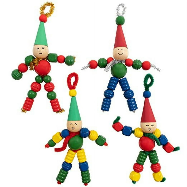READY 2 LEARN Christmas Crafts - Create Your Own Bead Snowmen - Set of 4 -  DIY Ornaments for Kids - Christmas Tree Decoration - All Materials Included