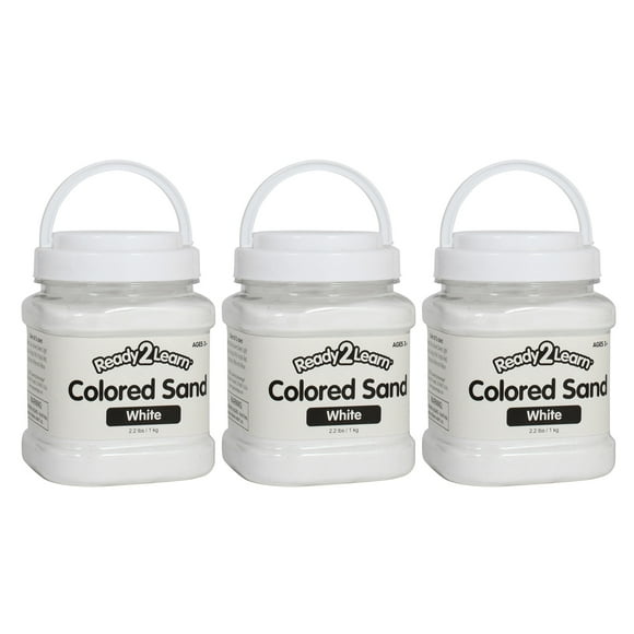 READY 2 LEARN Colored Sand - White - 2.2 lb. Jar - Pack of 3
