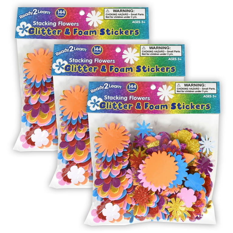 Flower Sticker Sheet, Red, Yellow, Blue Flower Stickers