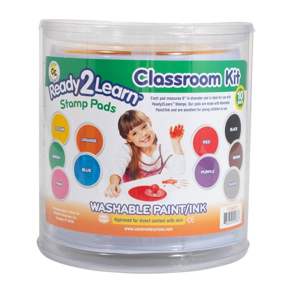 READY 2 LEARN Jumbo Circular Washable Stamp Pads - Set of 10