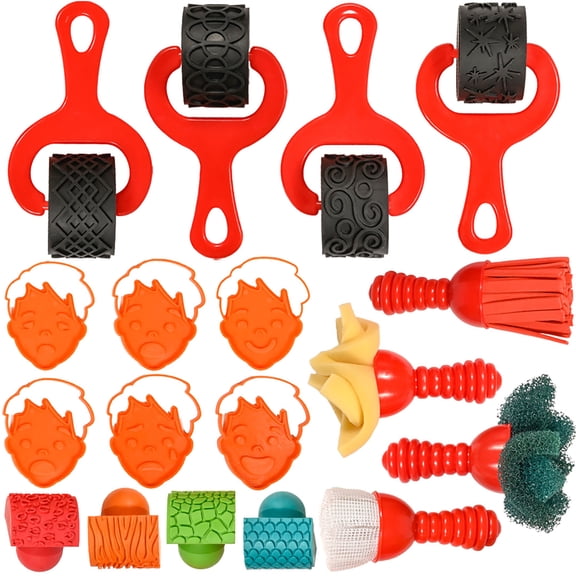 READY 2 LEARN Smudge 'N' Roll Paint & Dough Tools, Set of 18