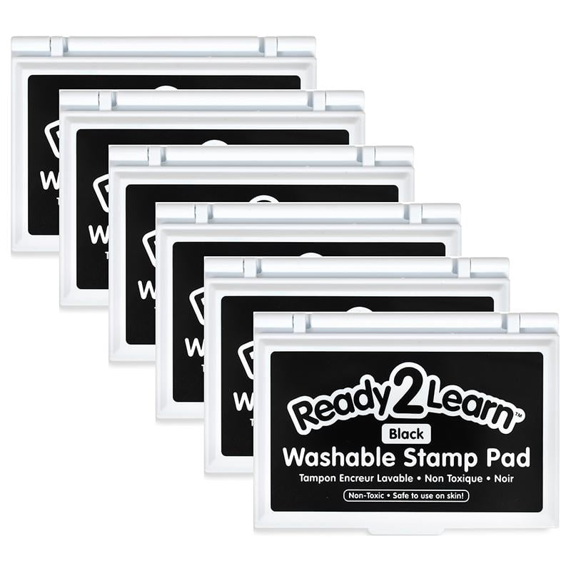 READY 2 LEARN Washable Stamp Pad - Black - Pack of 6