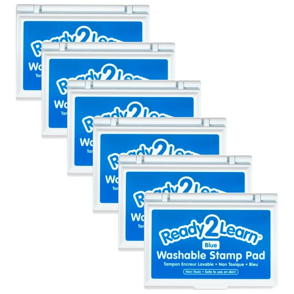 READY 2 LEARN Washable Stamp Pad - Blue - Pack of 6