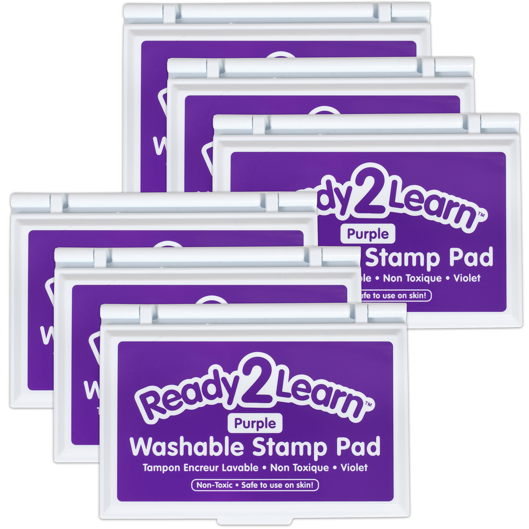 READY 2 LEARN Washable Stamp Pad - Purple - Pack of 6