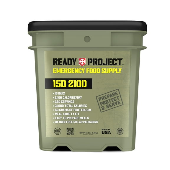 READY PROJECT® 2 WEEKS / 15 DAYS 2100 CAL/DAY (220 SERVING EMERGENCY FOOD SUPPLY) - NET DRY FOOD WEIGHT: 18.2 lbs (8.25kg)
