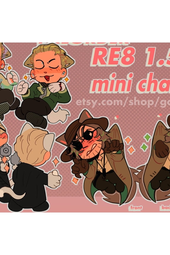 READY2SHIP! mini resident evil charms 1.5 double sided printing (1 keychain)