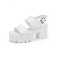 thumbnail image 1 of READYSALTED Women's Cleated Chunky Platform Sandals in Open Toe Ankle Strap Block Heel(White,Size 8), 1 of 8