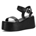 thumbnail image 1 of READYSALTED Women's Open Toe Cute Platform Wedge Ankle Strap Sandals(Black,Size 7), 1 of 7
