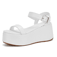 thumbnail image 1 of READYSALTED Women's Open Toe Cute Platform Wedge Ankle Strap Sandals(White,Size 9), 1 of 7