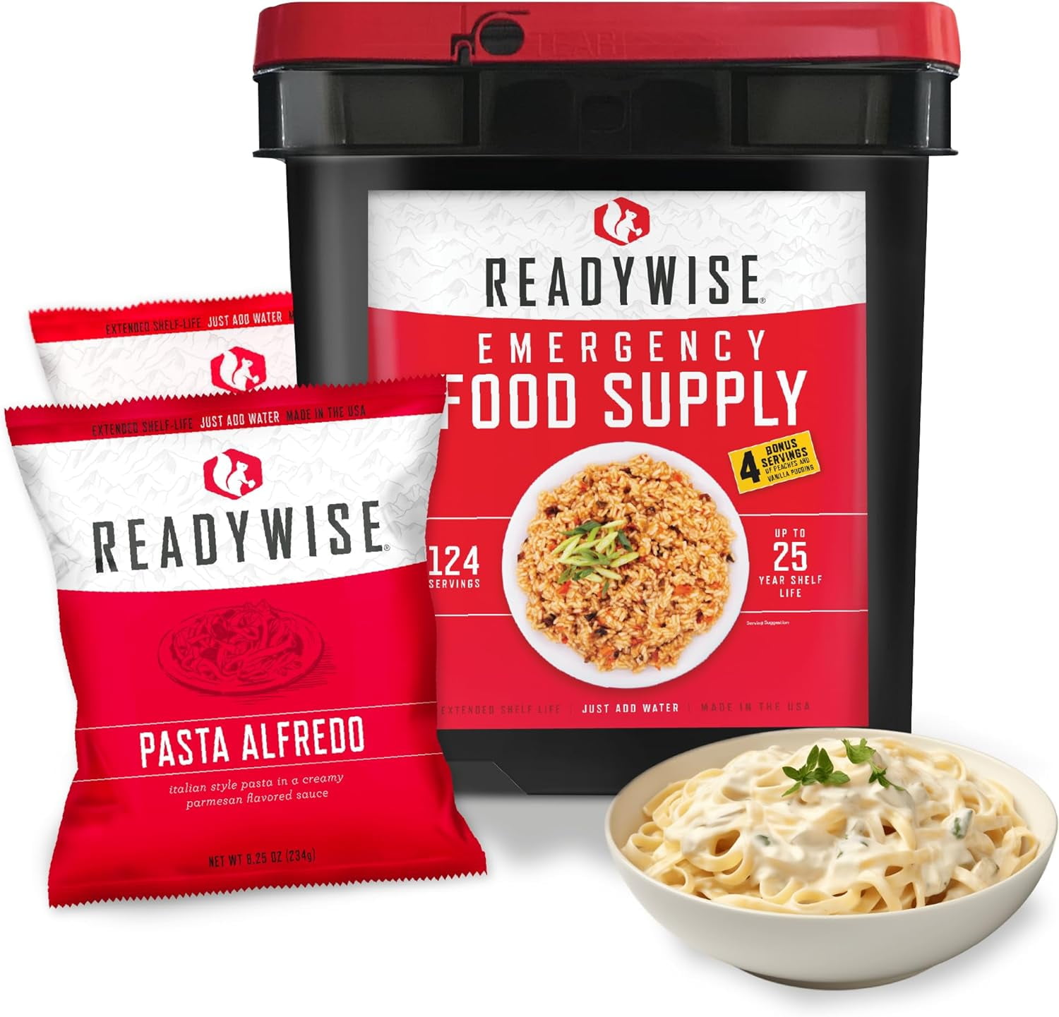READYWISE Emergency Food Supply, 124 Servings, 1 Bucket, FreezeDried