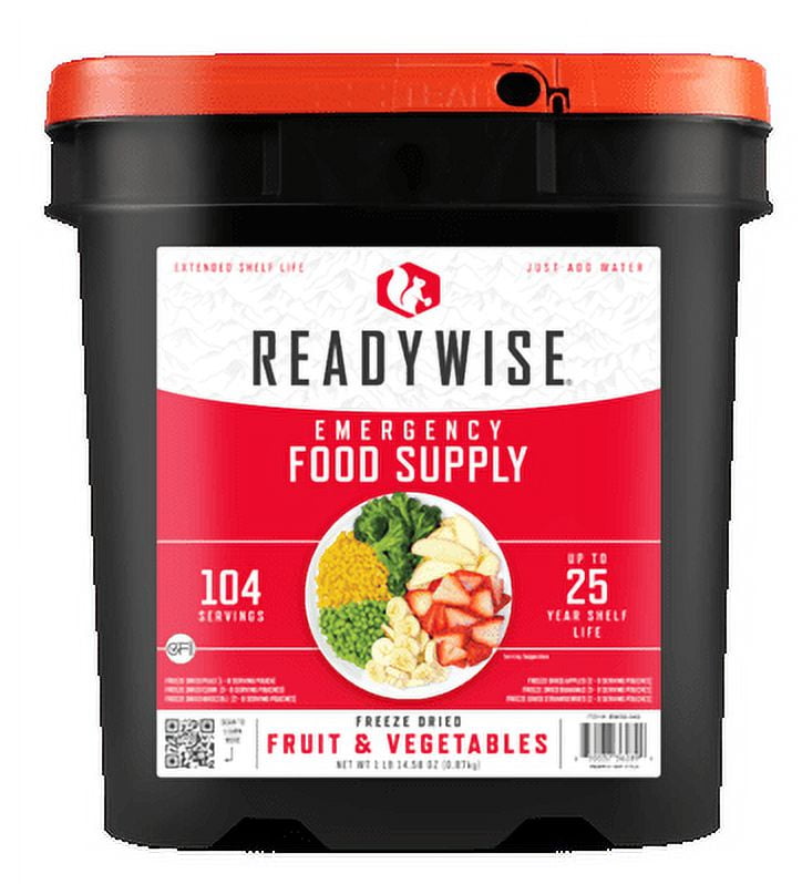 READYWISE Fruit and Vegetable Bucket, 104 Servings, MRE, Emergency