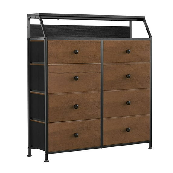 REAHOME 8 Drawer Wood Top Storage Dresser w/2 Drawer Organizers, Espresso