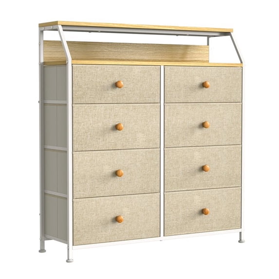 REAHOME 8 Drawer Wood Top Storage Organizer w/ 2 Extra Drawers, Taupe