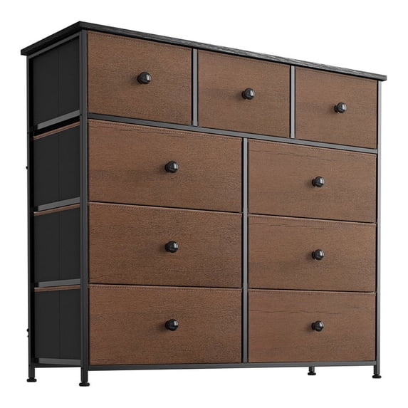 REAHOME 9 Drawer Steel Frame Bedroom Storage Organizer Dresser, Espresso