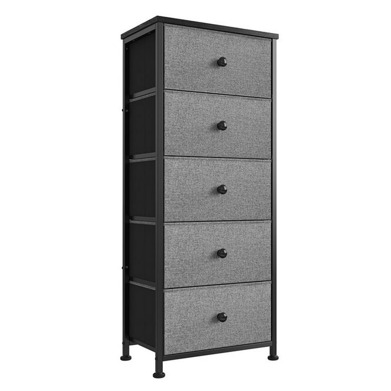 REAHOME 4 Drawer Vertical Storage Organizer Narrow Tower Dresser, Black Grey