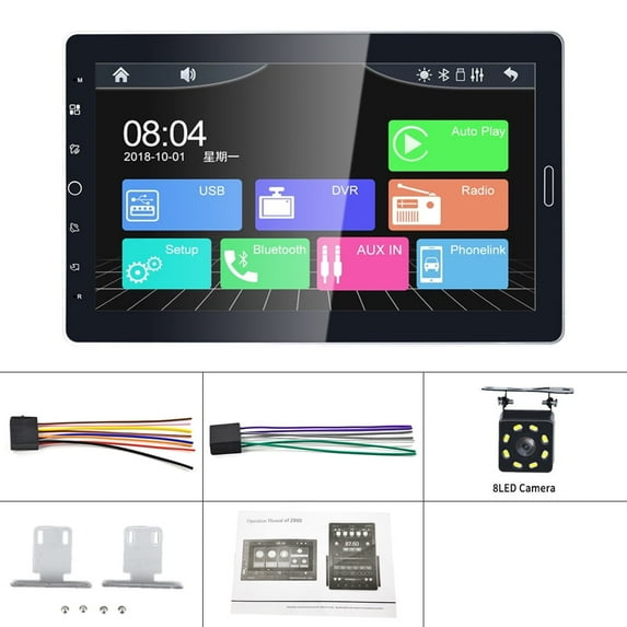 REAKOSOUND Car Stereo Radio 10.1'' Carplay Universal Car Multimedia Player with BT FM Radio Receiver Support Camera