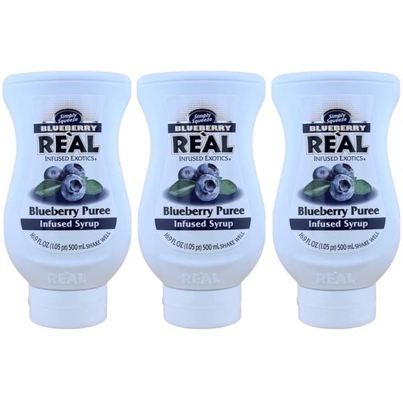REAL Infused Exotics Blueberry Puree Infused Syrup 16.9 Fl Oz (3 Pack)
