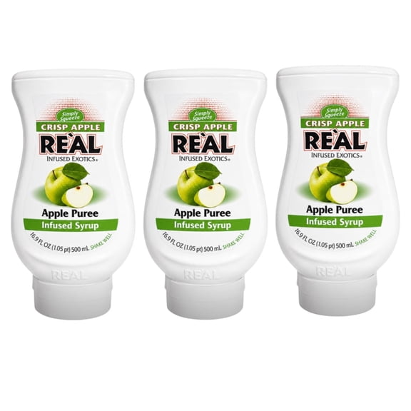 REAL Infused Exotics Crisp Apple Apple Puree Infused Syrup, 16.9 fl Oz Bottles (3 Pack)