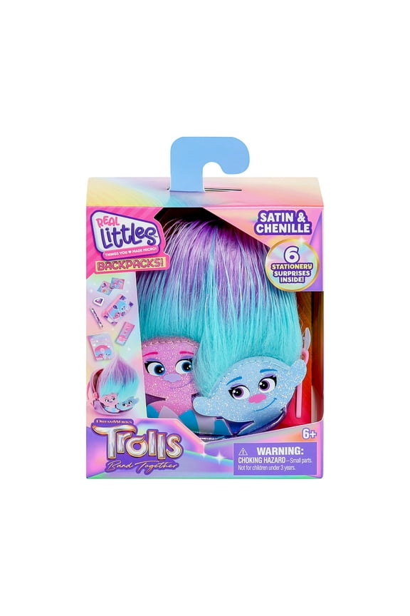 Trolls Band Together Backpack with 6 Micro Stationery Surprises Inside! 4 to Collect - Poppy, Branch, Viva, Satin & Chenille - Styles May Vary