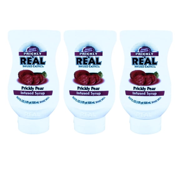 REAL Prickly Pear Puree Infused Syrup, 16.9 Fl Oz (3 Pack)