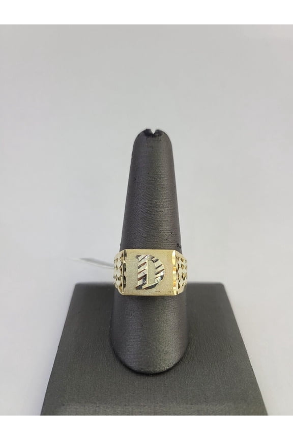 REAL Ring 10k Ring Alphabet D Initial Yellow Gold Genuine Mens All Sizes (Ring Sizes (in):6;)