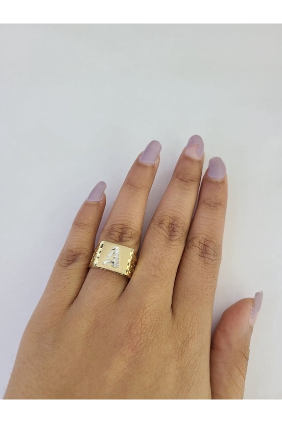 REAL Ring 10k Ring Alphabet Initial Yellow Gold Genuine Mens All Sizes (Ring Sizes (in):12;)