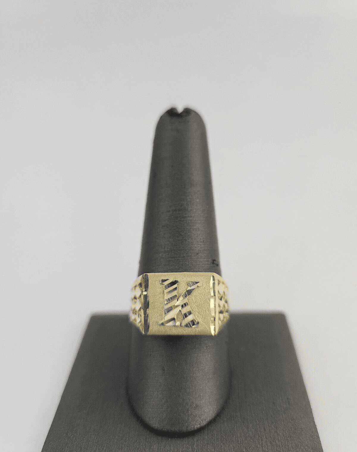 REAL Ring 10k Ring Alphabet K Initial Yellow Gold Genuine Mens All ...