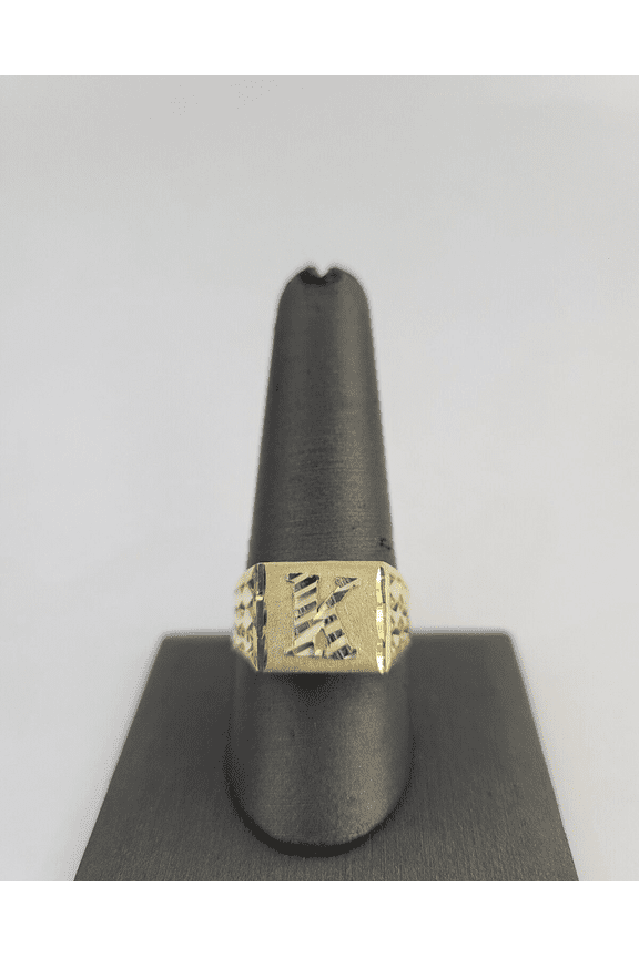 REAL Ring 10k Ring Alphabet K Initial Yellow Gold Genuine Mens All Sizes (Ring Sizes (in):6;)
