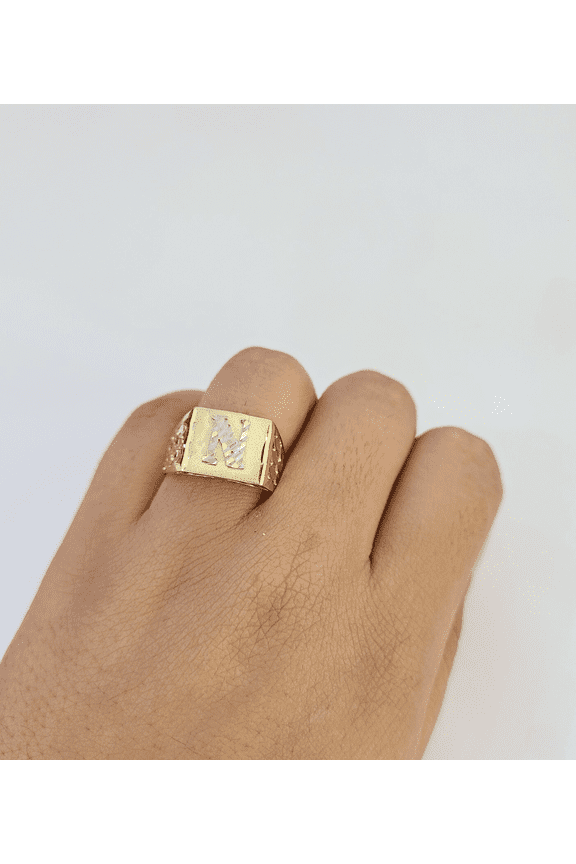 REAL Ring 10k Ring Alphabet N Initial Yellow Gold Genuine All Sizes (Ring Sizes (in):8;)