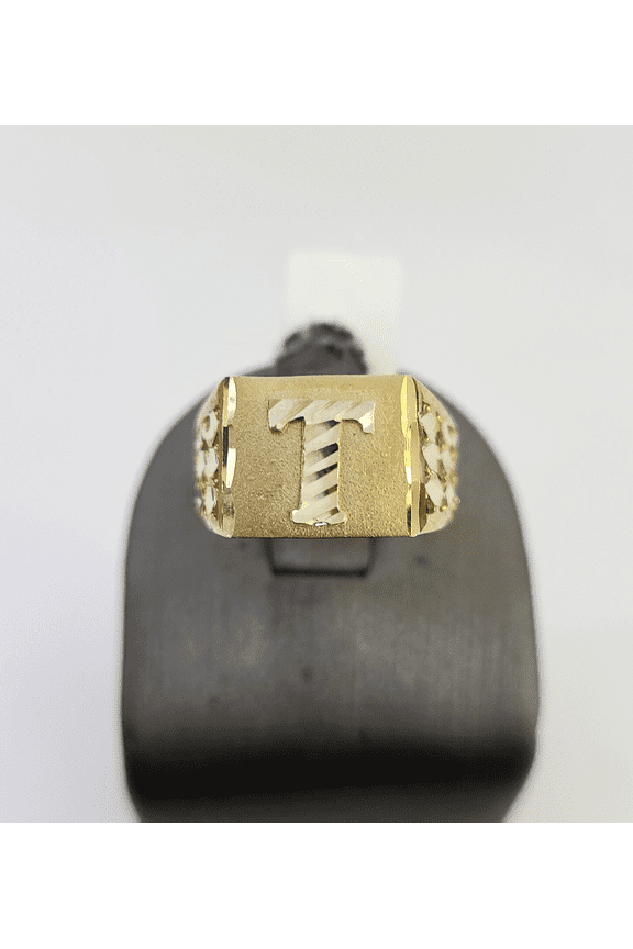 REAL Ring 10k Ring Alphabet T Initial Yellow Gold Genuine All Sizes (Ring Sizes (in):12;)