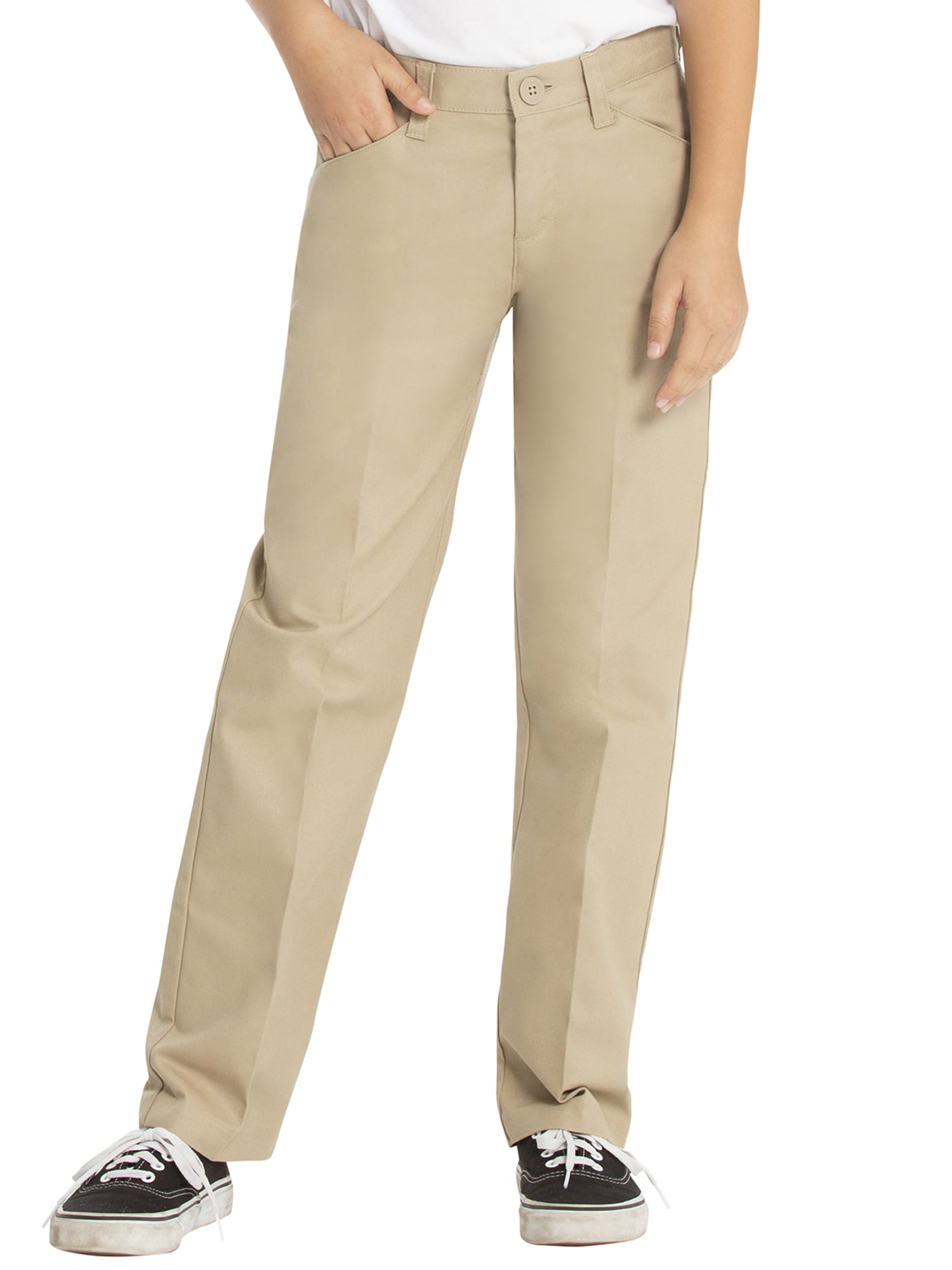 REAL SCHOOL Girls Flat Front Low Rise Pants School Uniform Approved