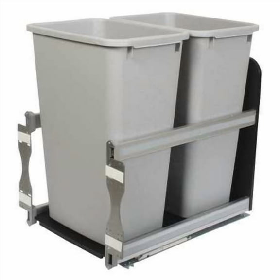 REAL SOLUTIONS USC18-2-50PT 50 qt. Aluminum Trash Can,In Cabinet,Soft Close,50