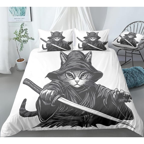REALIN Japanese Culture Martial Arts Ninja Bedding Ninja Assassin Duvet Cover Set Girl Boy Kids Bed Sets 3/4PCS Quilt Covers/Sheets/Pillow Shams,Twin/Full/Queen/King