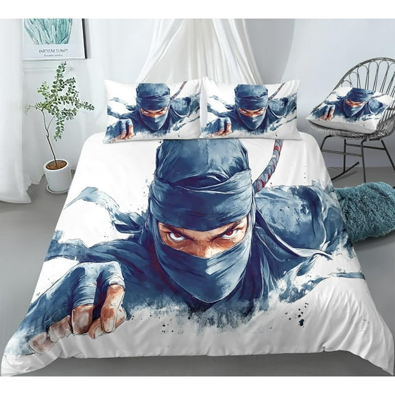 REALIN Japanese Culture Martial Arts Ninja Bedding Ninja Assassin Duvet Cover Set Girl Boy Kids Bed Sets 3/4PCS Quilt Covers/Sheets/Pillow Shams,Twin/Full/Queen/King