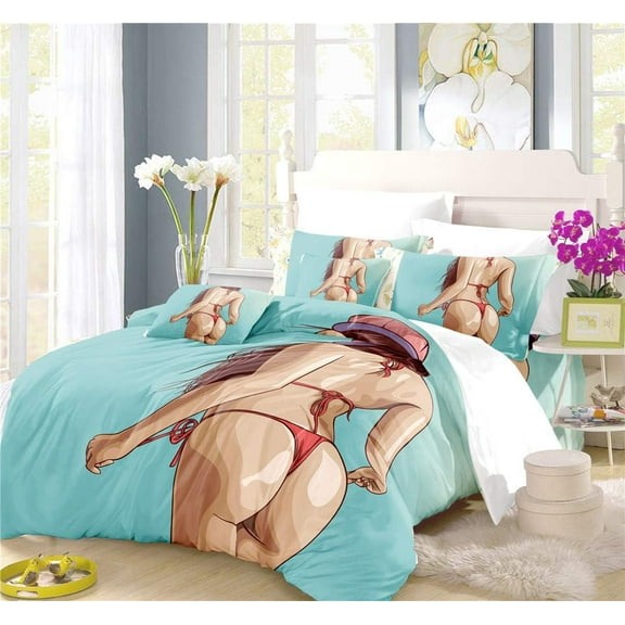 REALIN Red Beach Bikini Duvet Cover Set Sexy Bow Bedding Sexy Bow Lace Bed Sets 2/3/4PCS Quilt Covers/Sheets/Pillow Shams,Twin/Full/Queen/King