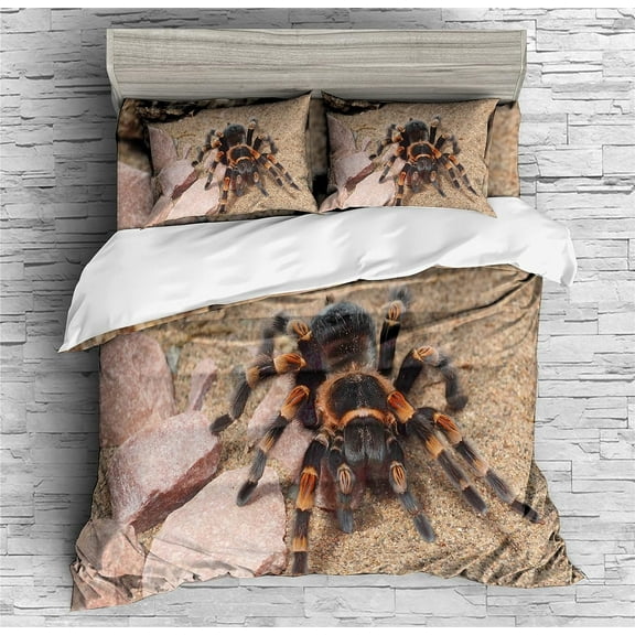 REALIN Red Spider Tarantula Bedding Spider Web Insect Theme Duvet Cover Set Girl Boy Kids Bed Sets 2/3/4PCS Quilt Covers/Sheets/Pillow Shams,Twin/Full/Queen/King