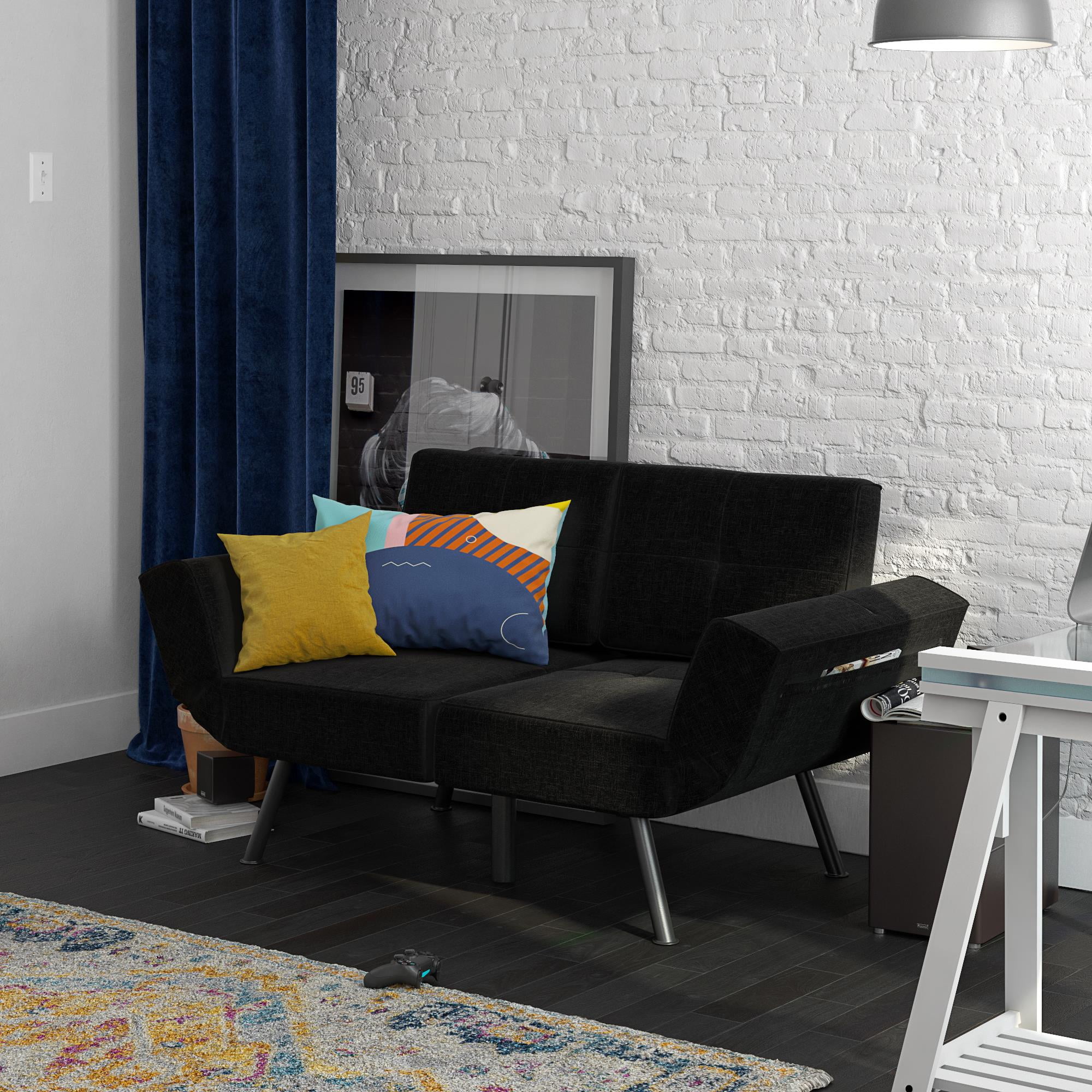 REALROOMS Euro Reclining Loveseat Futon, Black