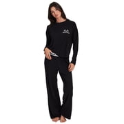 REALTREE Women's & Women's Plus Long Sleeve Comfy Wide Leg Pant Pant Pajama Lounge Sleep Set, 2-Piece, Sizes S-3XL