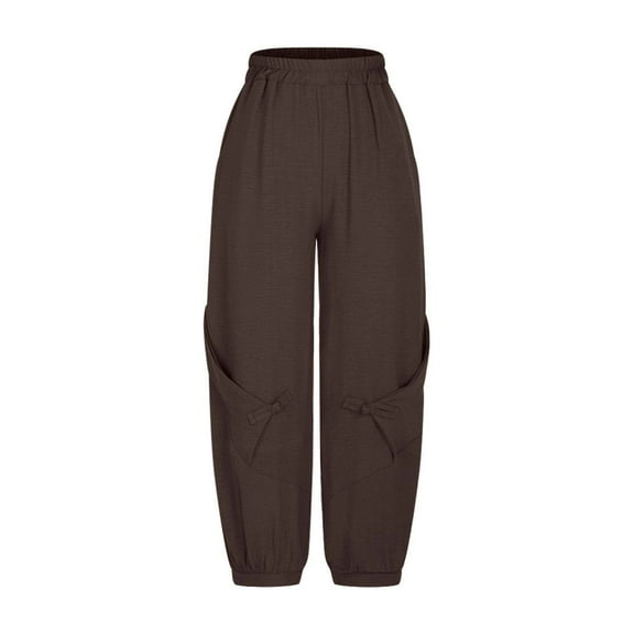 REALiKUN Baggy Casual Pants Women Ankle Trousers High Waist Boho Pants Loose Travel Pants Jogger Pants Comfy Pants